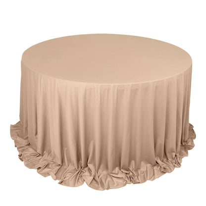 Nude Premium Scuba Round Tablecloth, Wrinkle Free Polyester Seamless Tablecloth 132" for 6 Foot Table With Floor-Length Drop