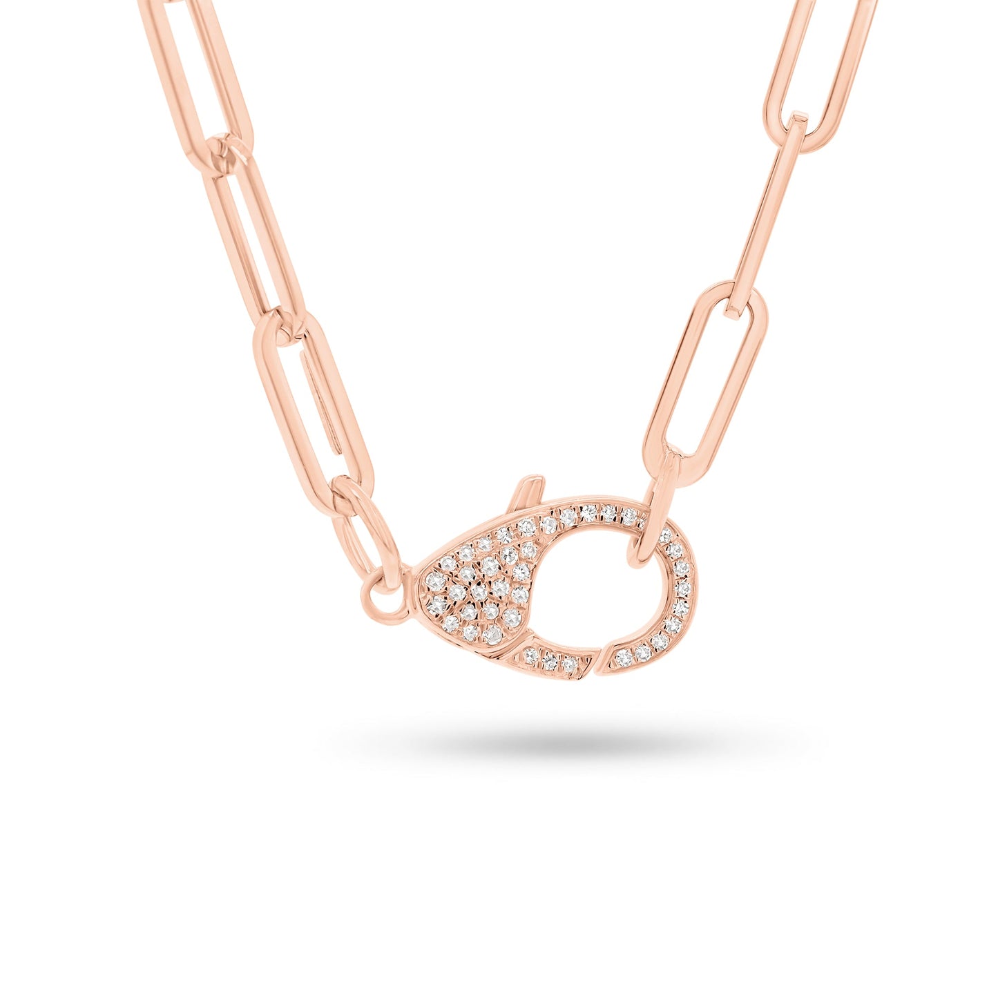 Pave Diamond Oversized Clasp Pendant Necklace