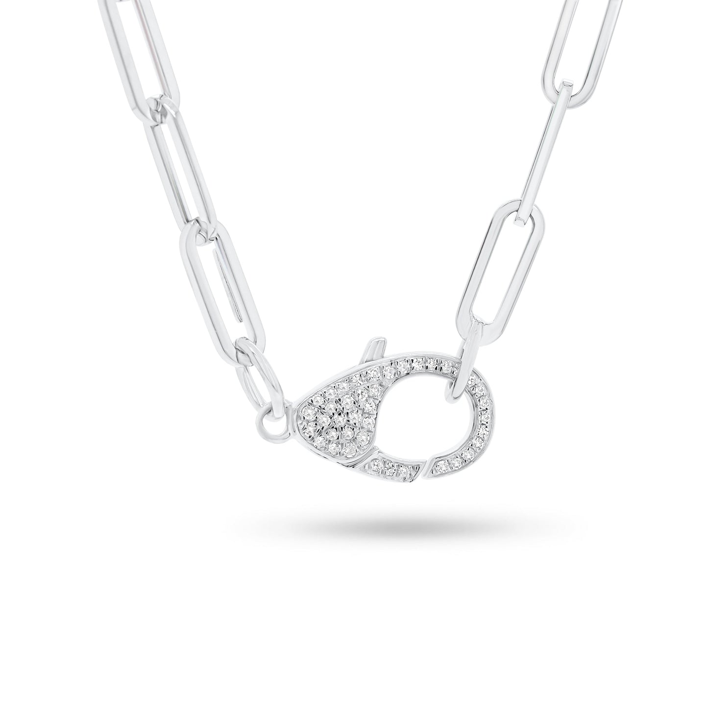 Pave Diamond Oversized Clasp Pendant Necklace