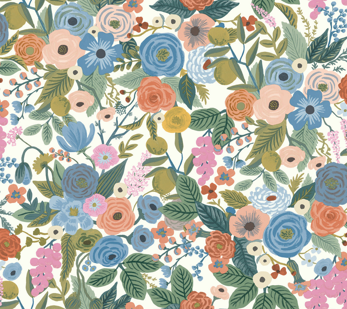 Garden Party Cobalt Multi Peel & Stick Wallpaper by York Wallcoverings