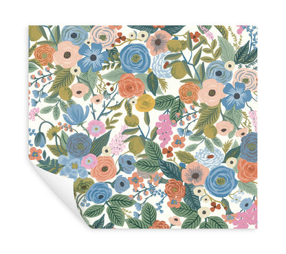 Garden Party Cobalt Multi Peel & Stick Wallpaper by York Wallcoverings