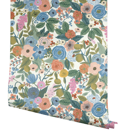 Garden Party Cobalt Multi Peel & Stick Wallpaper by York Wallcoverings