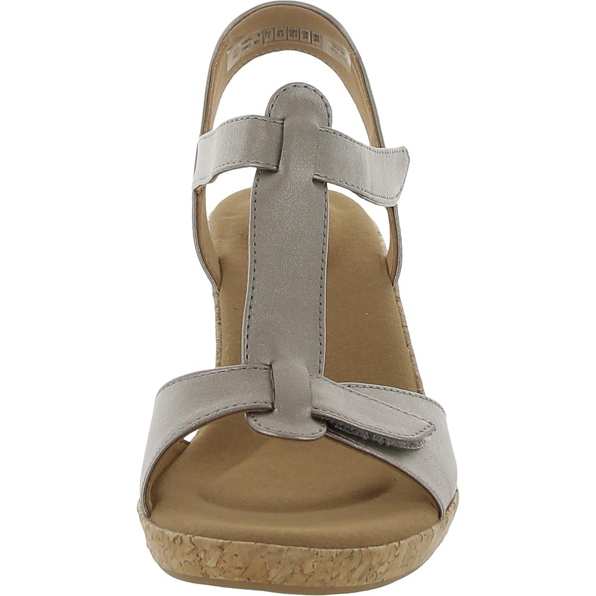 Rockport Womens Blanca Faux Leather Ankle Strap T-Strap Sandals