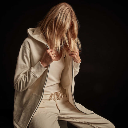 Oversize French Terry Zip Hoodie - Alabaster