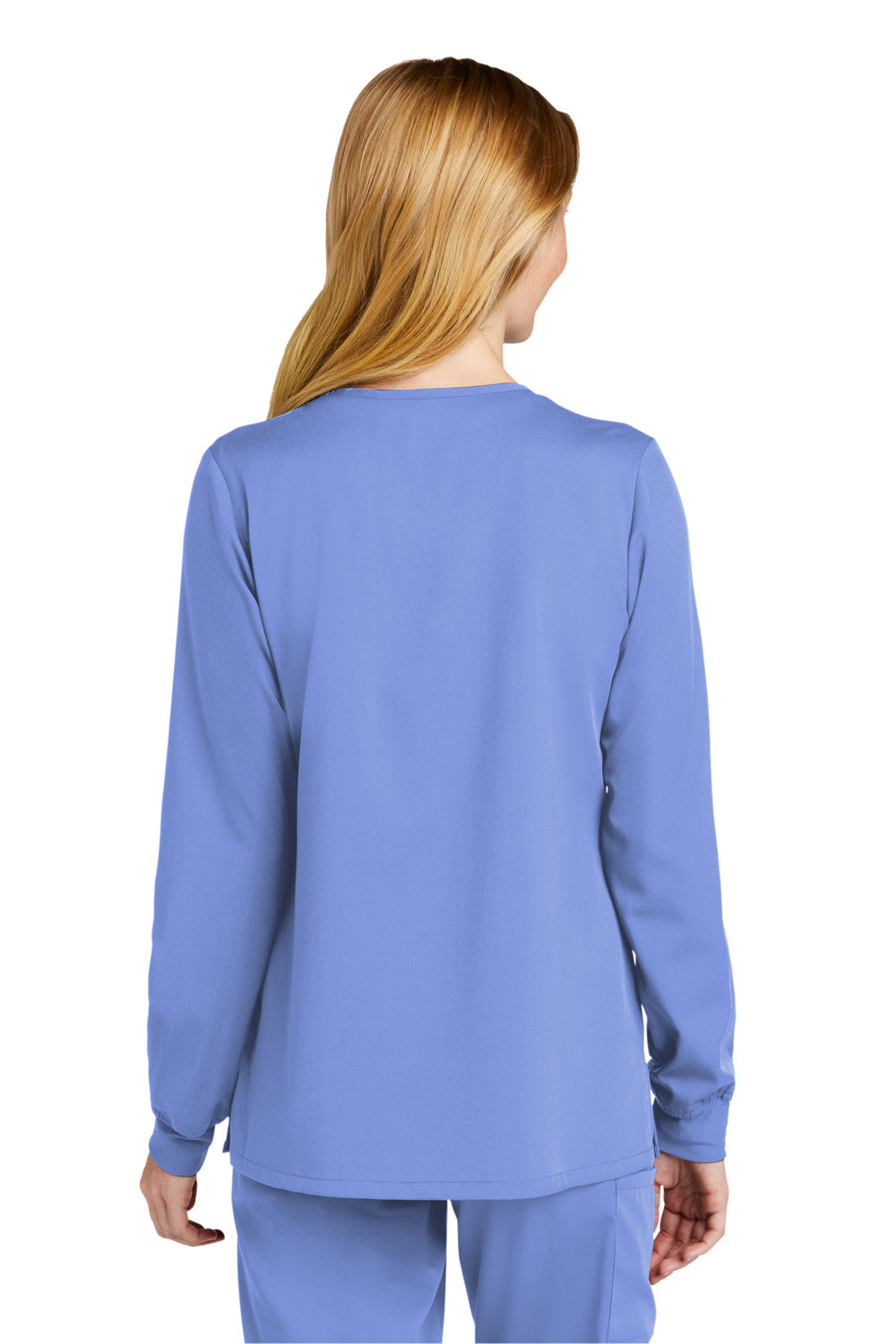 Wonderwink Womens Premiere Flex Full Zip Scrub Jacket w/ Pockets - Ceil Blue