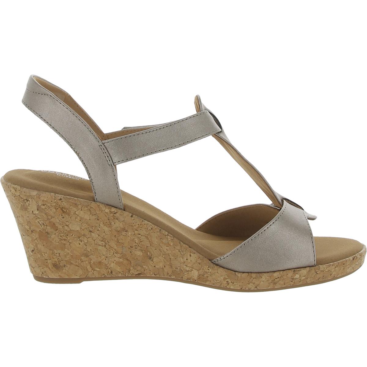 Rockport Womens Blanca Faux Leather Ankle Strap T-Strap Sandals