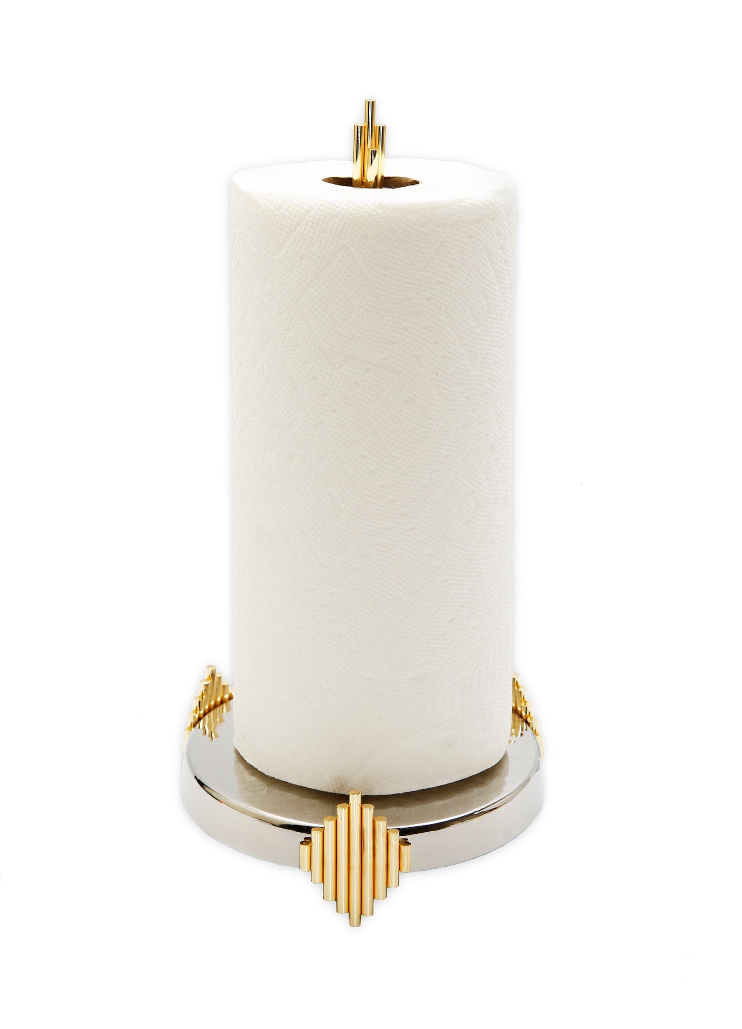 Paper Towel Holder with Gold Symmetrical Design