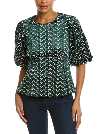 Gracia Flower Pattern Peplum Style Top