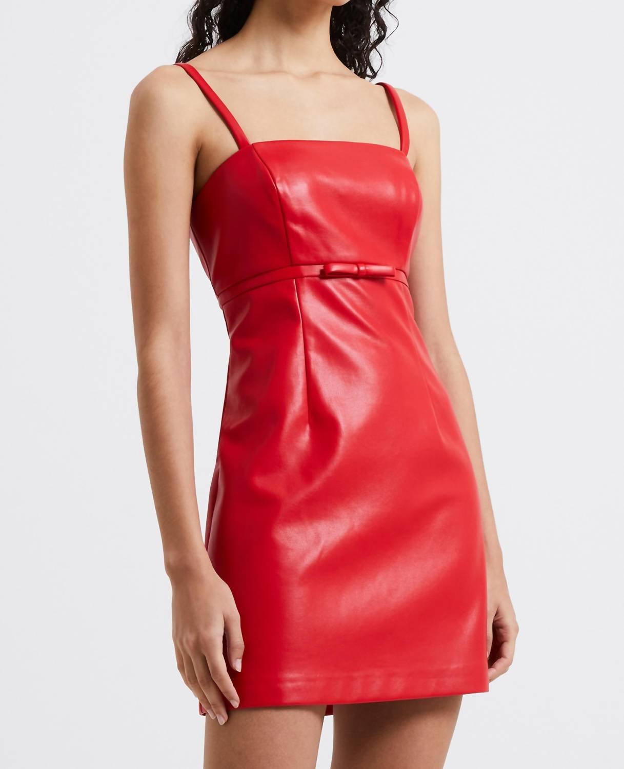 Crolenda Pu Bow Dress In Royal Scarlet