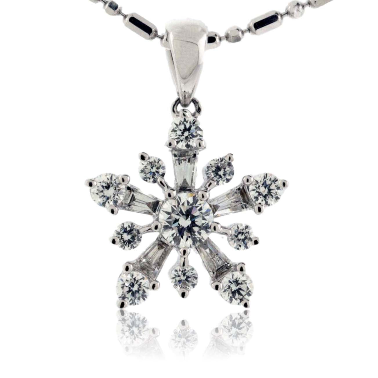 Bursting Diamond Snowflake Necklace