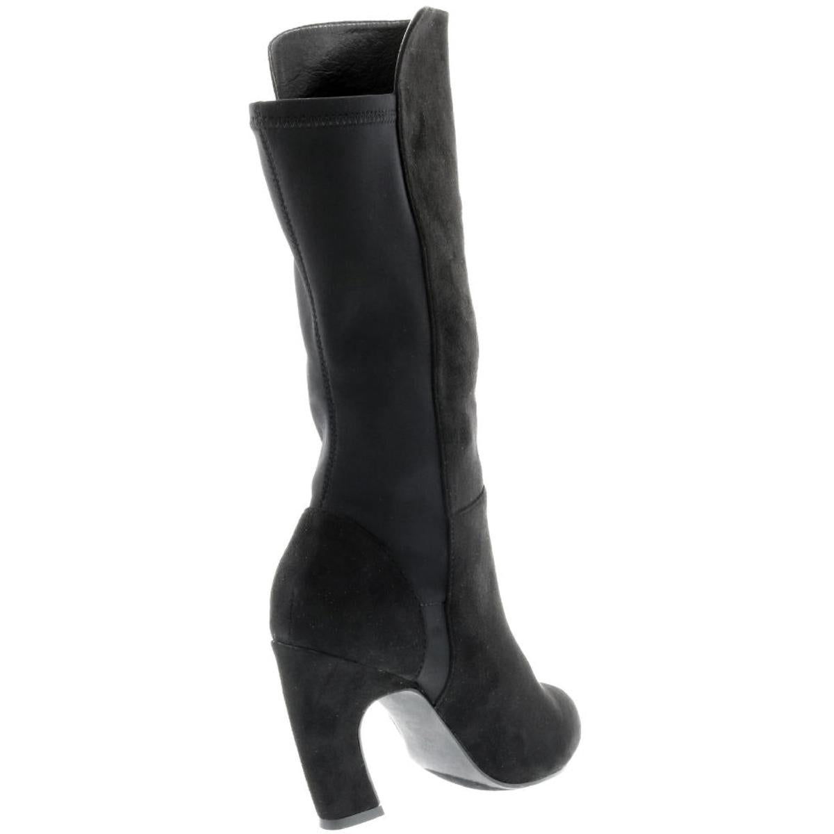 Chrome Womens Velvet Curved Heel Mid-Calf Boots