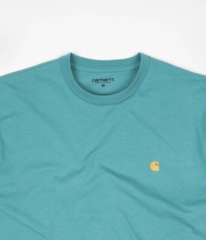 Carhartt Chase T-Shirt - Frosted Turquoise / Gold