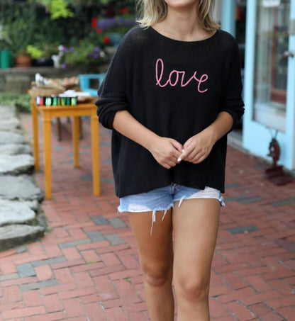 Key West Love Crew Sweater In Black/cherry Pastille