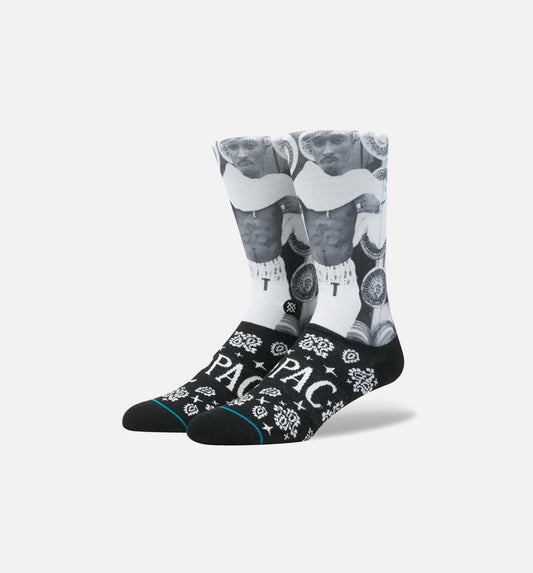 Tupac Bandana Socks Men's - Black/White/Grey