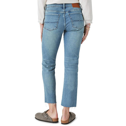 Sweet Womens Mid-Rise Raw Hem Cropped Jeans