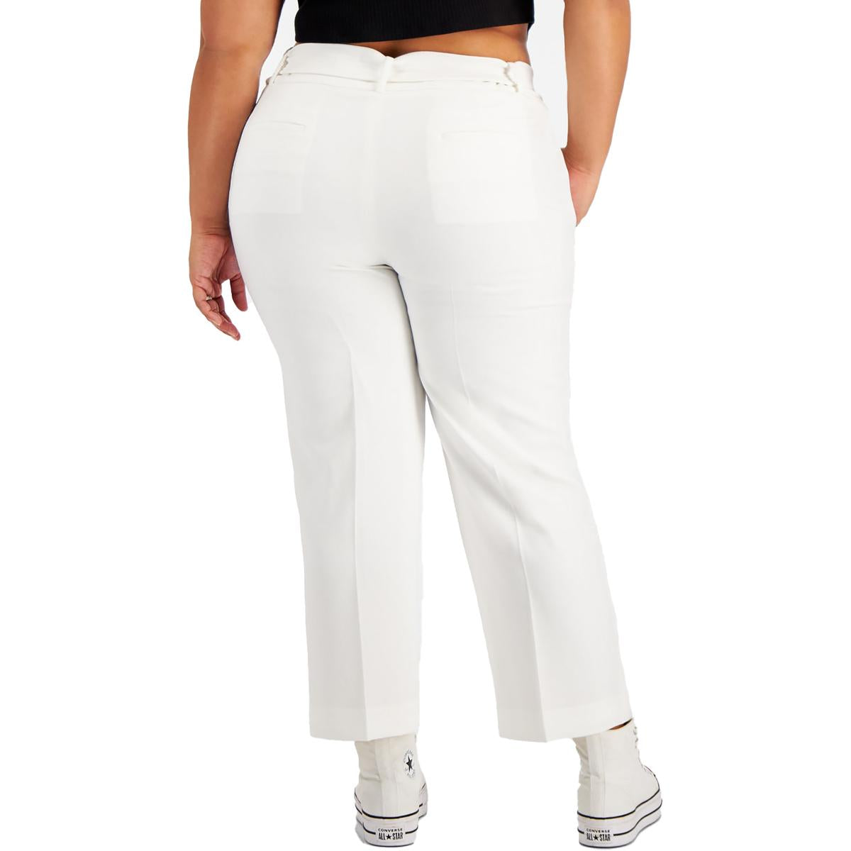 Plus Womens Mid-Rise Tie-Waist Cropped Pants