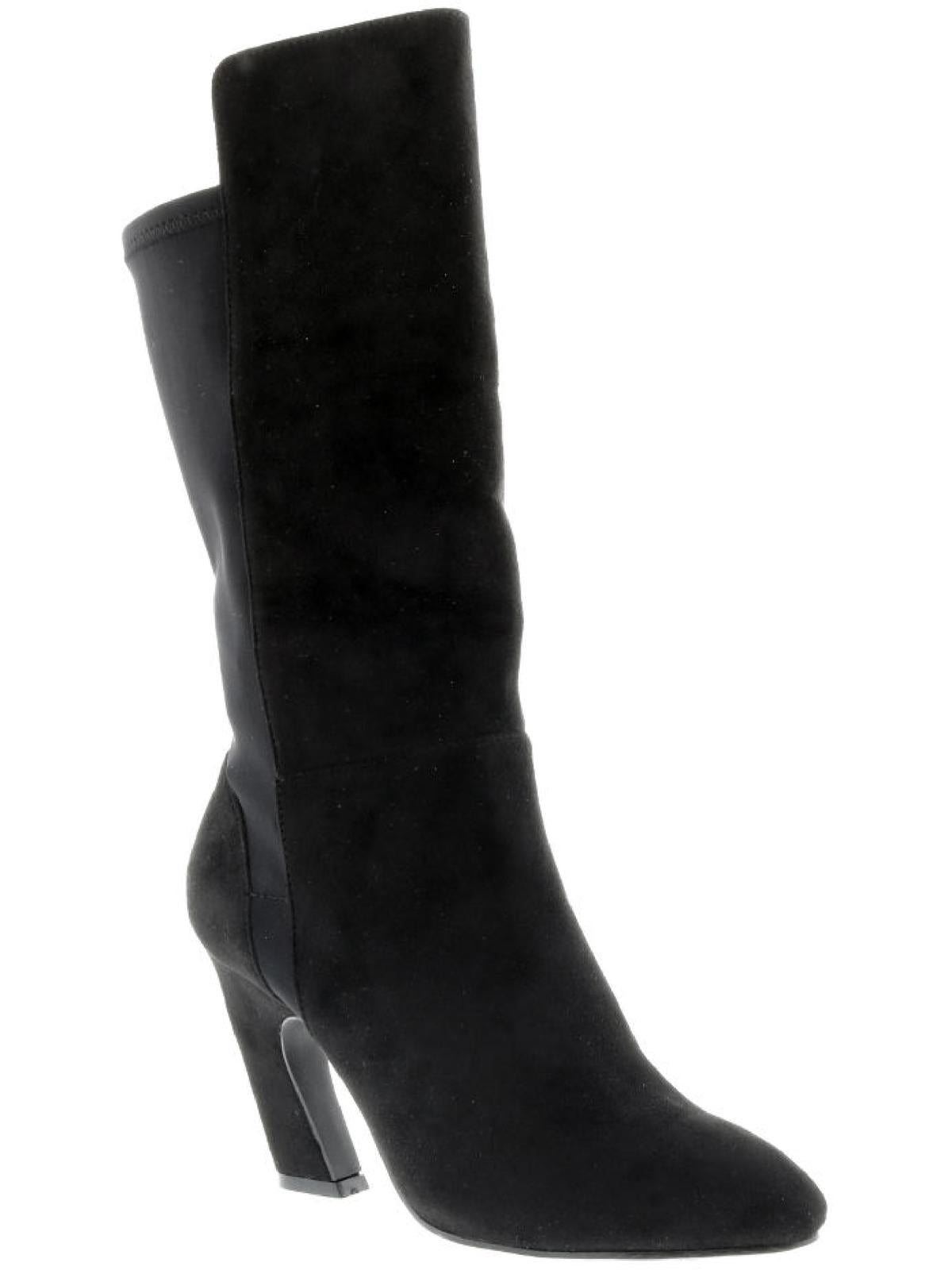 Chrome Womens Velvet Curved Heel Mid-Calf Boots