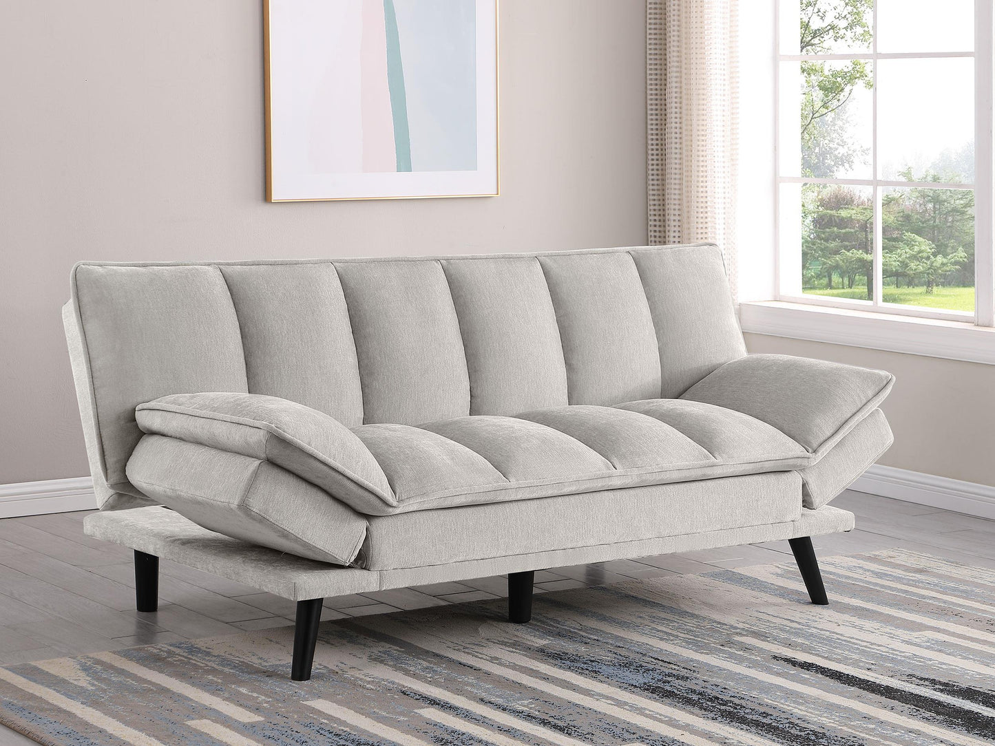 Laredo Upholstered Convertible Sofa Bed Light Grey