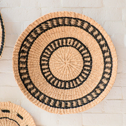 Natural + Black Woven Wall Basket Set