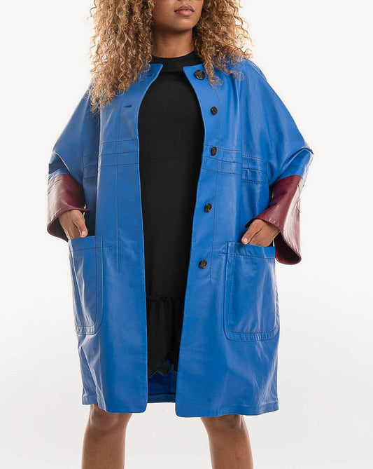 Marni - Manteau En Cuir - Bleu - Femme