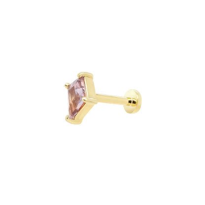 Mystic Spinel Threaded Flat Back Earring | Light Purple Kite | 0.39GMS 0.35CT | Single