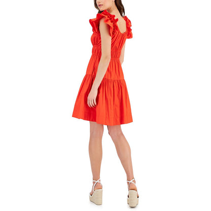 Taylor Womens Ruffled Mini Sheath Dress