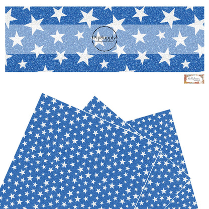 Patriotic Faux Glitter Stars Faux Leather Sheets