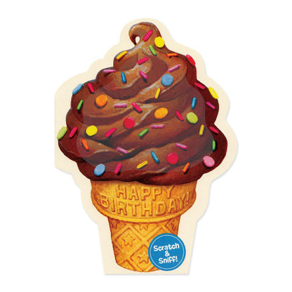 Scratch & Sniff Birthday Card - Chocolate Ice Cream Cone