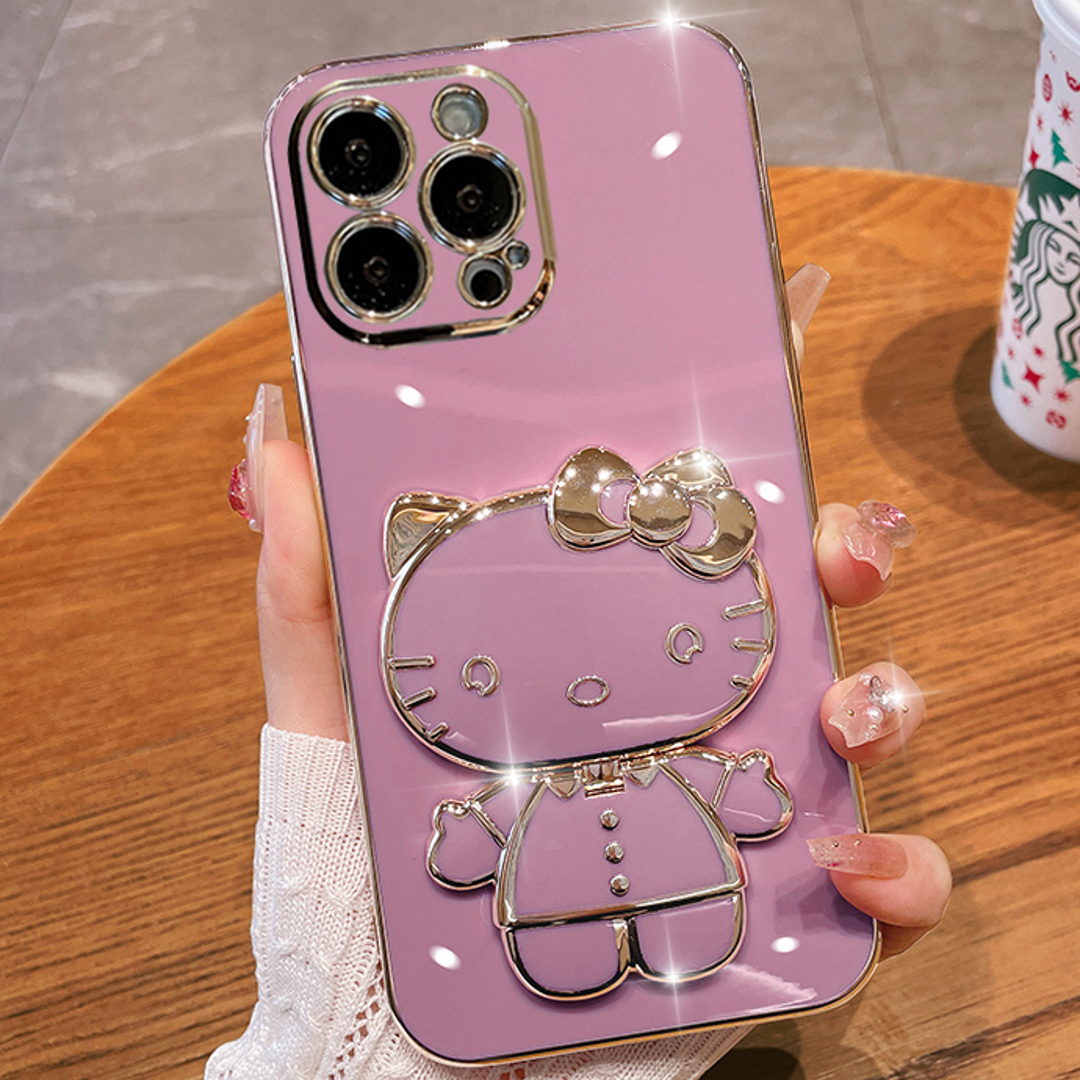 Charming Kitty Folding Mirror Phone Gripper