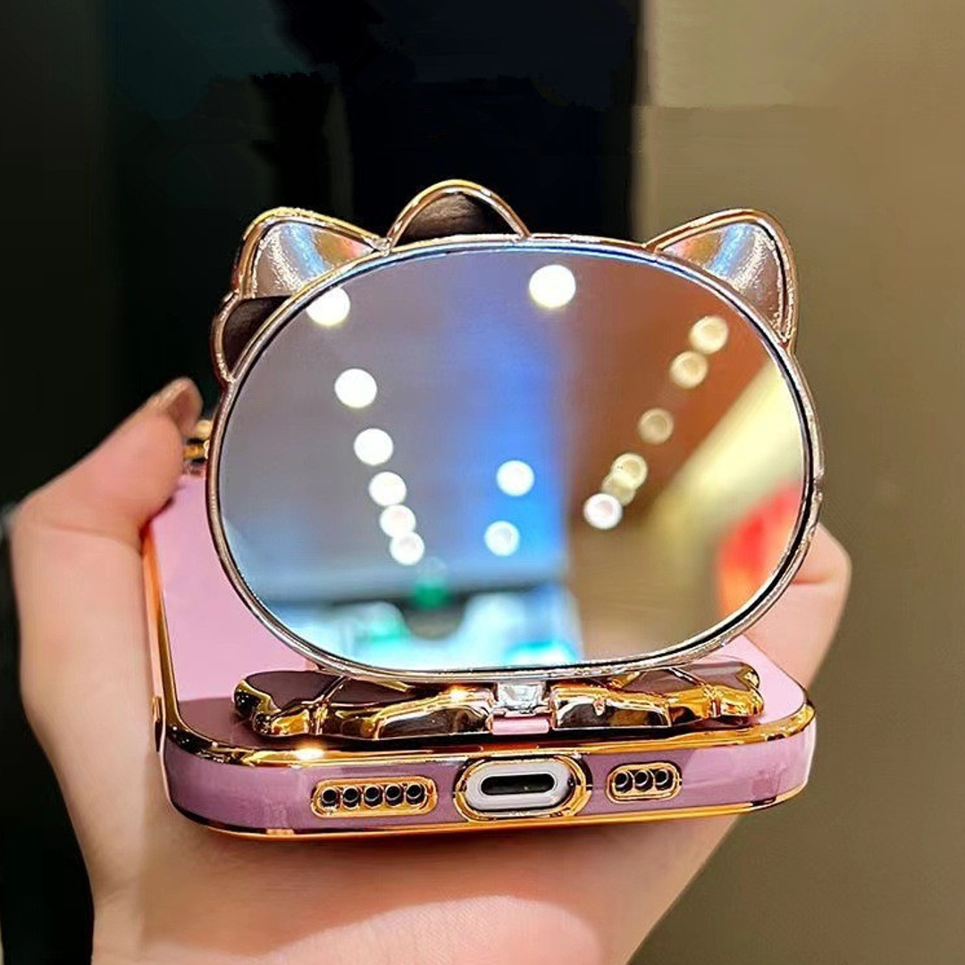 Charming Kitty Folding Mirror Phone Gripper