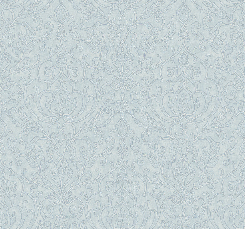 Sample Soft Damask Wallpaper in Light Blue