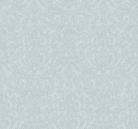 Sample Soft Damask Wallpaper in Light Blue