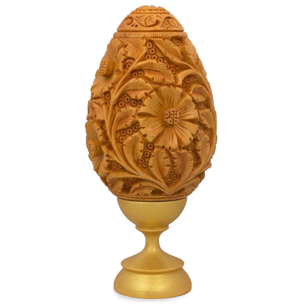 Set of 6 Golden Wooden Ukrainian Easter Egg Stand Holder Display 1.5 Inches