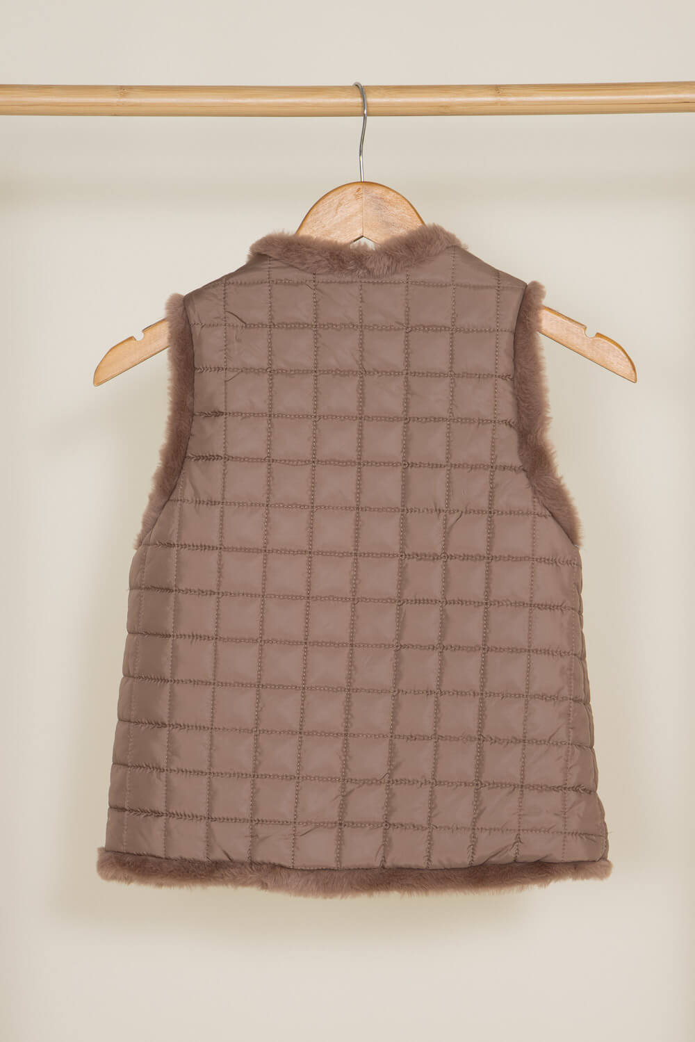 Youth Reversible Faux Fur Vest for Girls in Brown Cream | 5345ACM