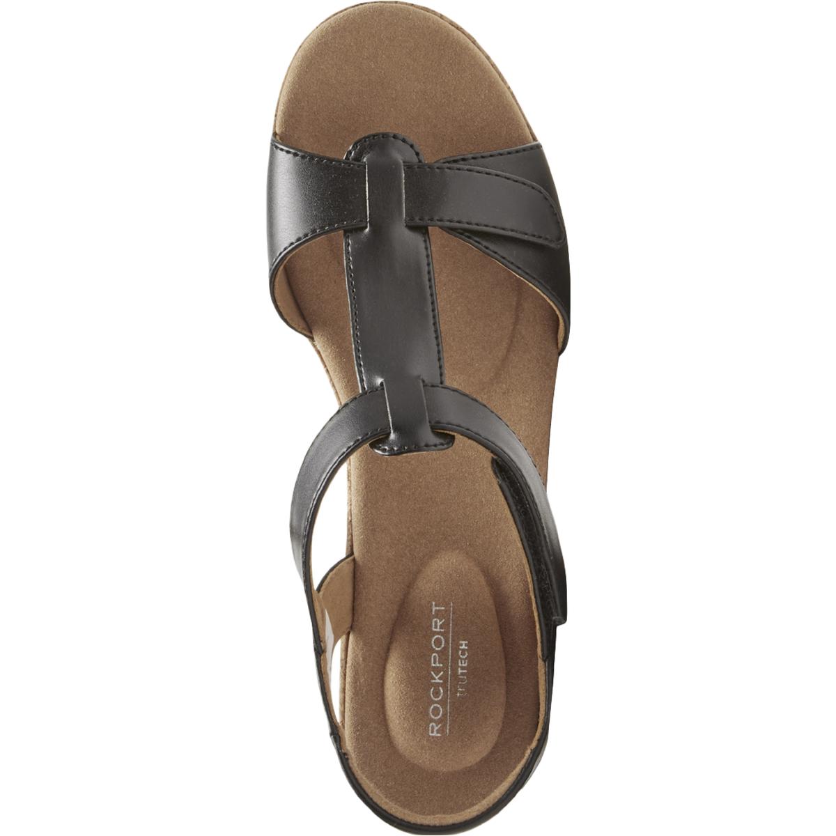 Rockport Womens Blanca Faux Leather Ankle Strap T-Strap Sandals